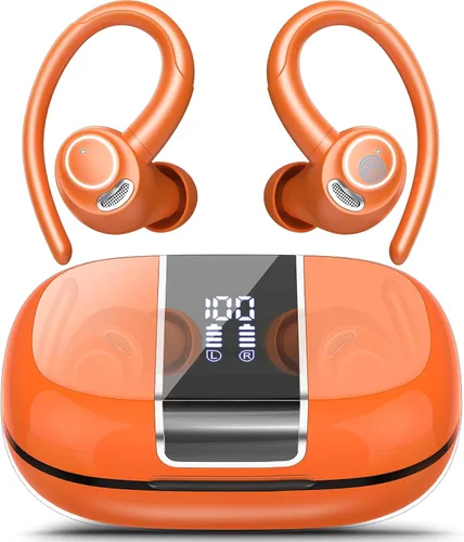 Vista 3 de Auriculares inalámbricos Bluetooth 5.3 deportivos, auriculares 48H con micrófono ENC, auriculares estéreo Bluetooth de graves profundos con ganchos