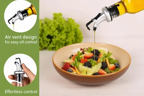 Vista 2 de CUISINOX Juego de botellas de aceite y vinagre con organizador de alambre