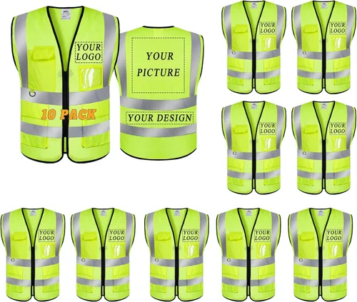 Vista 19 de BeautyWill Chaleco de seguridad personalizado con logotipo Clase 2 Chaleco reflectante de alta visibilidad Chaleco de trabajo protector