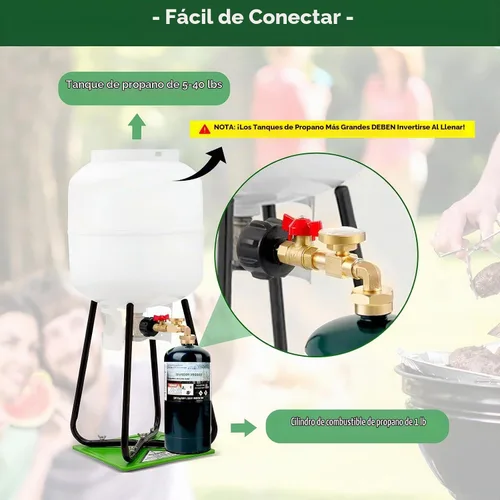 Vista 3 de Adaptador de recarga de propano para tanques de 1 libra, adaptador de recarga de propano para cilindro de propano recargable de 1 libra, convertidor