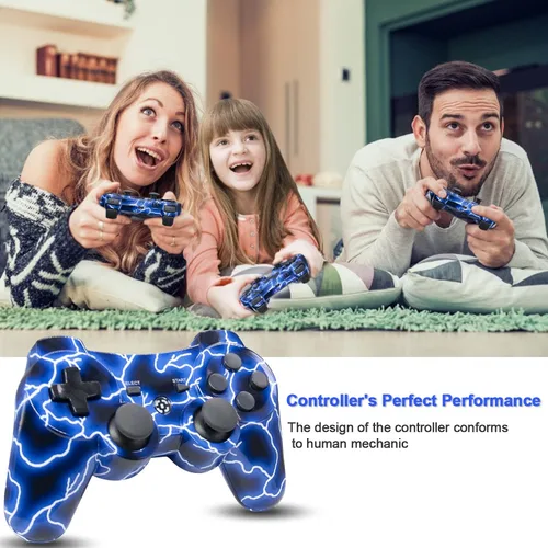 Vista 6 de Paquete de 2 controladores inalámbricos que funcionan con controlador PS3 control YU33 funciona con controlador Playstation 3 inalámbrico control