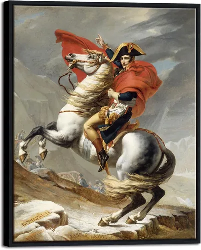 Vista 10 de Wieco Art Napoleón enmarcado cruzando los Alpes de Jacques-Louis David pinturas al óleo, reproducción abstracta de impresiones en alta definición