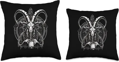 Vista 3 de Demon Baphomet Witchcraft Gift Demon Baphomet - Almohada gótica y de brujería oculta, 16 x 16 pulgadas, multicolor