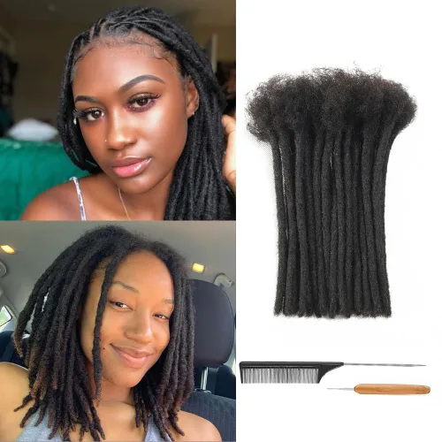 Vista 11 de Extensiones de Rastas de Cabello Humano 0.4cm de Grosor 4 Pulgadas 20 Hebras 100% Cabello Humano Real para Hombres/Mujeres/Niños Completamente