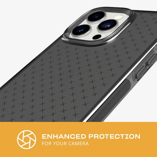 Vista 5 de Tech21 iPhone 14 Pro Max Evo Check – Funda protectora delgada y absorbente de golpes con protección FlexShock Multi-Drop de 16 pies y botones Negro