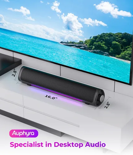 Vista 7 de Altavoces de computadora para PC de escritorio, barra de sonido de PC para juegos, Plug and Play, alimentación USB con audio de 0.138 in