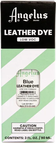 Vista 2 de Tinte de cuero Angelus - Tinte de cuero flexible para zapatos, botas, bolsos, manualidades, muebles y más 3oz, aplicador incluido (Azul)