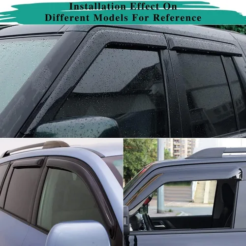 Vista 3 de Compatible con N-issan Navara D40 NP300 2004-2020 deflectores de viento para ventana lateral automática, viseras negras de protección contra la Para