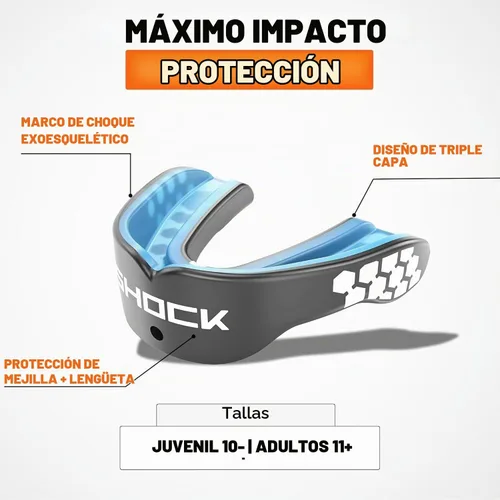 Vista 2 de Shock Doctor Gel Max - Protector bucal, protección resistente y ajuste personalizado, juvenil, frambuesa azul