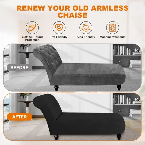 Vista 4 de Funda para tumbona sin brazos, fundas elásticas para silla de sala de estar, funda de diván sin brazos, fundas de interior para dormitorio, tela