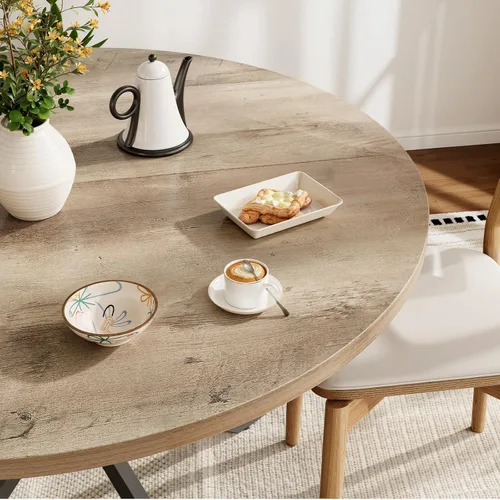 Vista 7 de Vantic Mesa de comedor redonda de 47 pulgadas para 4-6 personas, mesa de cocina de madera de granja para espacios pequeños, mesa de comedor circular