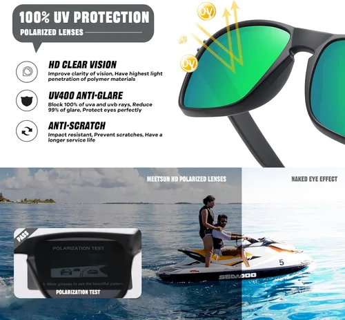 Vista 6 de MEETSUN Polarized Sunglasses for Men Women Classic Sports Fishing Driving Sun Glasses UV400 Protection