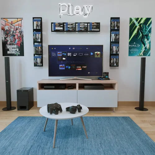Vista 4 de You Have Space Estante de almacenamiento de CD y DVD para pared, estante de almacenamiento de medios de almacenamiento de 34 pulgadas y organizador