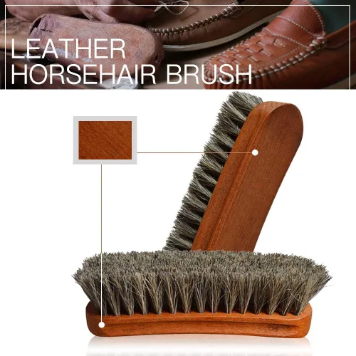 Vista 7 de 2 cepillos de pelo de caballo, cepillo de brillo de zapatos de caballo alemán, juego de cepillos de detalles, cepillo de limpieza de gamuza