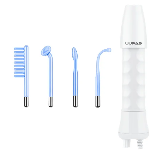 Vista 7 de UUPAS - Varita facial de alta frecuencia, portátil de mano 4 en 1, máquina facial azul de alta frecuencia con 4 tubos azules diferentes para uso