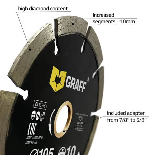 Vista 2 de Hoja de diamante de 4 pulgadas para amoladora angular — Rueda de corte de diamante para cortar piedra, mármol, granito, ladrillo, mampostería, losas
