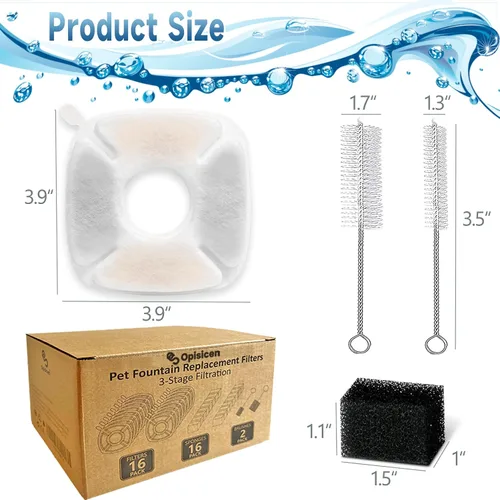 Vista 5 de 18 piezas de filtros de fuente para gatos Reemplazo Compatible con VEKEN 95 onzas/2.8 L, 67 onzas/2 L, 135 onzas/4 L Fuente para mascotas