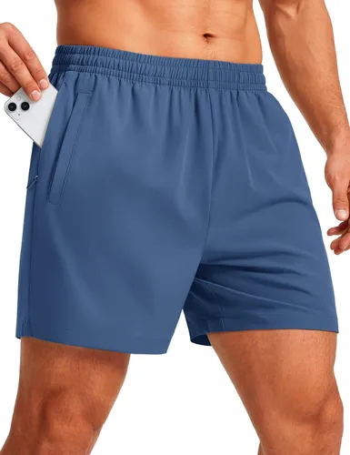 Vista 14 de MAGCOMSEN Pantalones cortos deportivos para hombre, 5 pulgadas, ligeros, para baloncesto, correr, entrenamiento, con bolsillos con cremallera