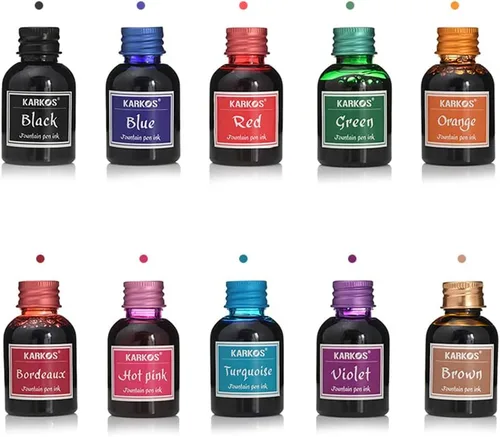 Vista 5 de Tinta embotellada de 1.0 fl oz para plumas estilográficas, morado brillante, tinta de caligrafía, escritura artística, dibujo, pintura, tinta