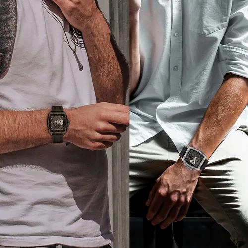 Vista 5 de Rembyga Relojes de pulsera para hombre con esfera luminosa y correa de silicona casual