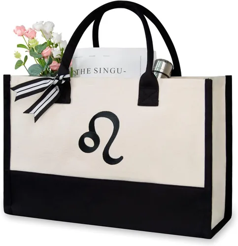 Vista 37 de TOPDesign Personalized Initial Canvas Beach Bag, Monogrammed Gift Tote Bag for Women