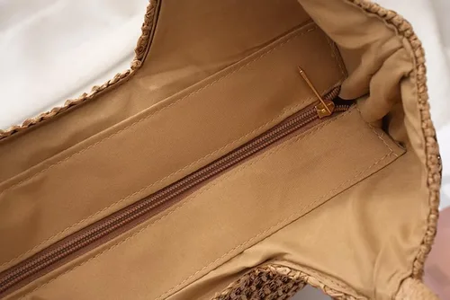 Vista 3 de Bolso de playa tejido ligero con cremallera de hombro de verano beige
