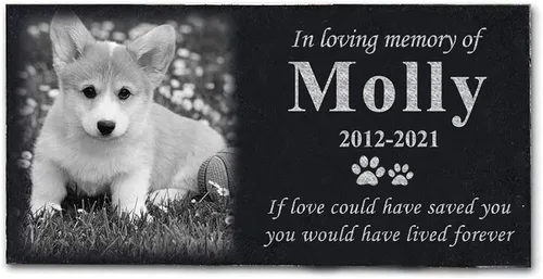 Vista 8 de ODB Piedras conmemorativas personalizadas para mascotas, piedra conmemorativa de granito negro para jardín grabada con foto, regalos para alguien
