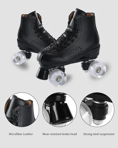 Vista 2 de Patines Derby unisex, color negro, ruedas brillantes, para interiores y exteriores