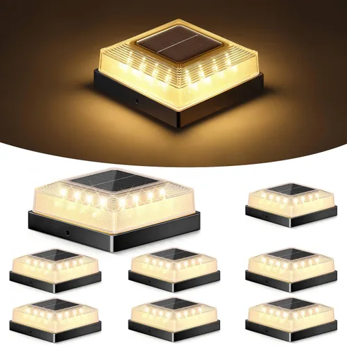 Vista 9 de Brightever 3.5 x 3.5 4x4 luz solar para poste al aire libre, paquete de 4 luces solares para postes de madera/vinilo, 3 modos de iluminación, luces