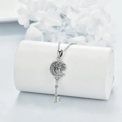 Vista 27 de ONEFINITY Collar de plata de ley 925 con diseño de árbol de la vida con colgante de nudo celta de concha de abulón para mujer