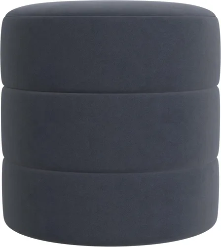 Vista 19 de HomePop Otomana redonda tapizada de piel sintética (sin tapa, solo asiento) HomePop Decoración para el hogar Pouf redondo para reposapiés – Piel