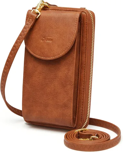 Vista 16 de S-ZONE - Bolso cruzado para mujer, de cuero sintético de PU, con bloqueo RFID, para teléfono celular/billetera A-Negro