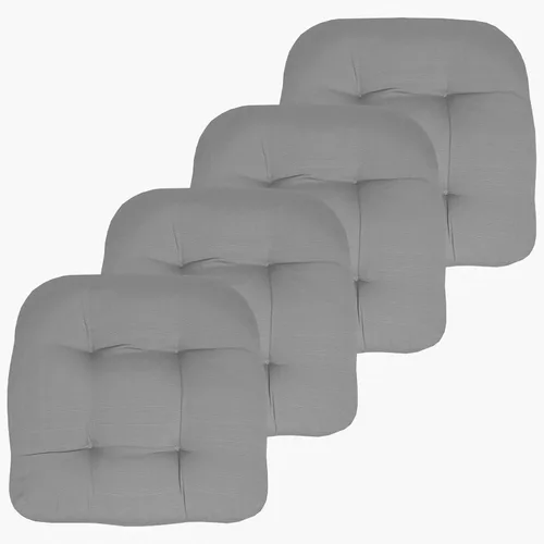 Vista 43 de Sweet Home Collection - Cojines para silla de patio y exterior, almohadillas prémium con relleno grueso y cómodo de fibra, mechones, 19 x 19 Negro