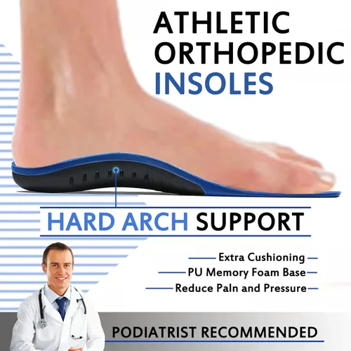 Vista 2 de Plantillas para fascitis plantar, plantillas de zapatos con soporte de arco alto para hombres y mujeres, plantillas ortopédicas de gel para correr