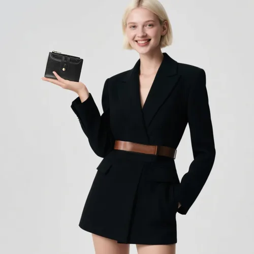 Vista 7 de GOIACII Cartera pequeña de cuero para mujer, tarjetero con bloqueo RFID y bolsillo para monedas con cremallera