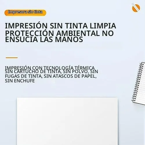 Vista 3 de Impresora térmica portátil A4 Mini impresora térmica 200dpi impresora sin tinta Bluetooth recargable impresora para oficina