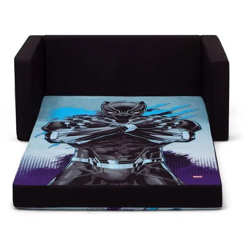 Vista 12 de Delta Children Marvel Black Panther Cozee - Sofá abatible con espuma viscoelástica, sofá convertible 2 en 1 a tumbona, color negro