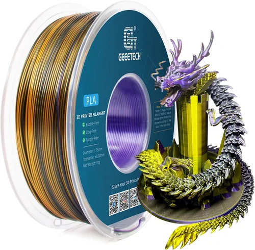 Vista 42 de Geeetech - Filamento PLA de 0.07 pulgadas, filamento de seda de bicolor, consumo dicromático de coextrusión brillante, 2.2 libras, 1 carrete