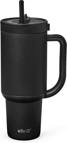 Vista 35 de Ello Oasis Vaso de 24 oz con asa y popote retráctil Taza reutilizable de acero inoxidable aislada 100% a prueba de fugas, regalos