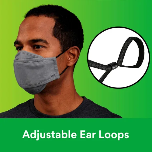 Vista 4 de 3M - Mascarilla diaria reutilizable, lavable, ajustable, con cintas elásticas para las orejas, tela de algodón ligera, 5