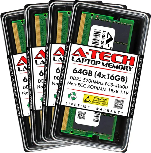 Vista 14 de A-Tech 8GB DDR5 4800MHz PC5-38400 CL40 SODIMM 1.1V Memoria RAM de 1.1V sin ECC sin búfer SO-DIMM de 262 pines para actualización de memoria