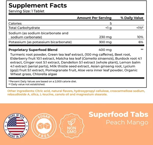 Vista 6 de Superfood Tabs skinnytabs - Bebida limpiadora antihinchazón con 15 superalimentos, apoya la digestión, la energía y los antojos, vegano, sin OMG, 30