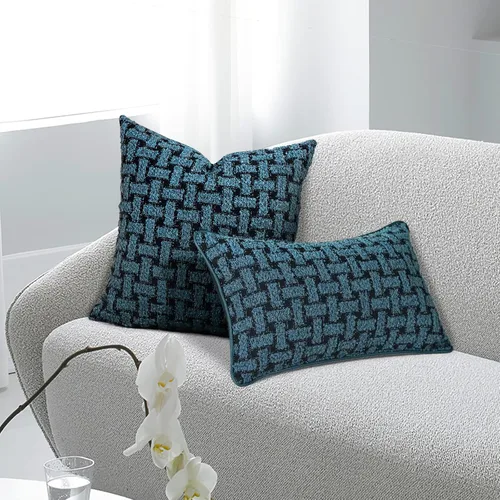Vista 6 de Paquete de 2 fundas de almohada Boucle de 18 x 18 pulgadas, fundas de almohada decorativas de Navidad para sofá, sofá, fundas de almohada bohemias