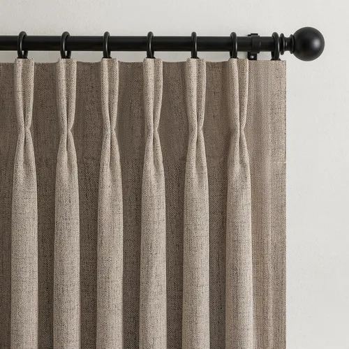 Vista 34 de Cortinas plisadas de lino opacas de 96 pulgadas de largo, juego de 2 paneles para oscurecer la sala de estar/dormitorio, cortinas térmicas virales