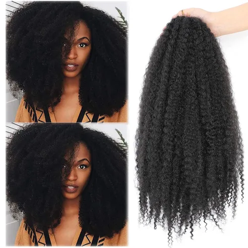 Vista 15 de Dansama Cabello Marley, 24 pulgadas, cabello trenzado Marley Twist, extensiones de cabello rizado rizado (24 pulgadas (paquete de 3), #1)