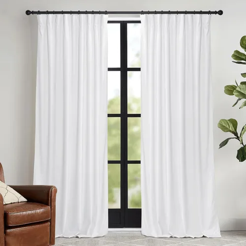 Vista 45 de RYB HOME Cortinas elegantes de terciopelo verde de 63 pulgadas de largo, bloqueo de luz, aislamiento térmico, elegantes cortinas de terciopelo