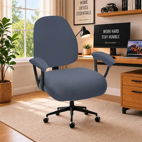 Vista 78 de Fundas elásticas resistentes al agua para sillas de computadora - Protectores lavables para respaldo giratorio y asiento para mascotas - Negro