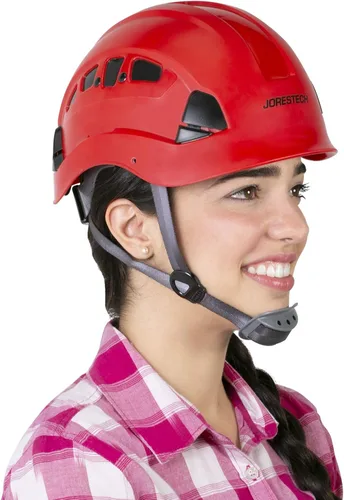 Vista 8 de JORESTECH - Casco de ABS para trabajar en altura y rescate con ranura ventilada con trinquete ajustable de suspensión de 6 puntos ANSI Z89.1-14 Negro