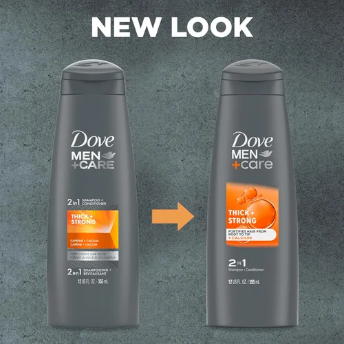 Vista 3 de DOVE MEN + CARE Champú y acondicionador fortificante 2 en 1 para cabello resistente y más grueso, grueso y fuerte con cafeína ayuda a fortalecer