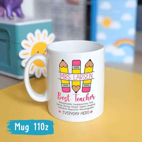 Vista 4 de Taza personalizada con nombre de maestro, taza para profesor, regalos para profesores, taza de café personalizada para profesores de estudiantes